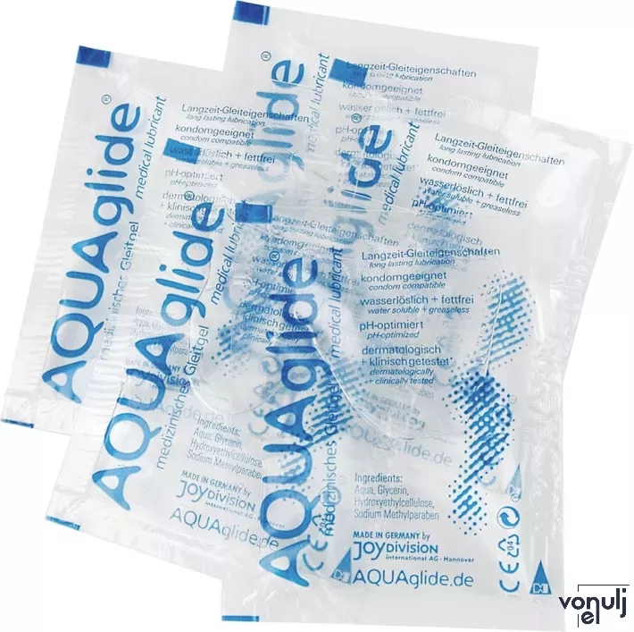 JOYDIVISION intim síkosító Aquaglide 3 ml - vízbázisú, íz- és illatmentes, hosszan tartó, óvszerhez és segédeszközhöz is