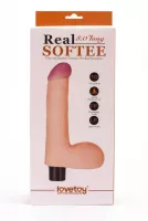 LOVETOY élethű vibrátor 8" Real Softee Vibrating Dildo 4 - realisztikus, vízálló, elemes, TPE (20 cm)