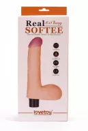 LOVETOY élethű vibrátor 8" Real Softee Vibrating Dildo 4 - realisztikus, vízálló, elemes, TPE (20 cm)