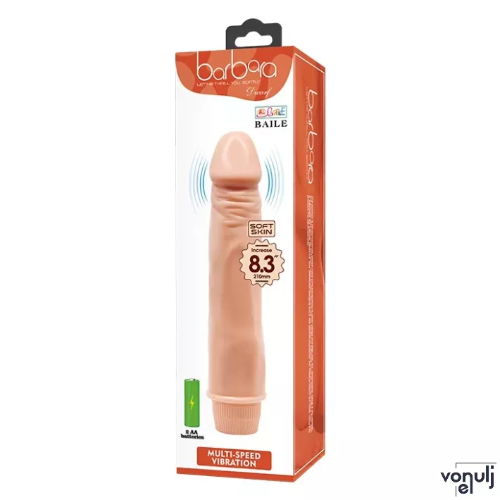 BAILE élethű vibrátor Barbara Dwarf Realistic Multi-Speed Vibrator 8.3" - realisztikus, elemes, TPR (21,5cm)