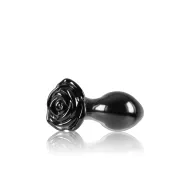 NS NOVELTIES fenékdugó Crystal Rose Black - üveg, fekete színben, rózsa alakú talppal, vízálló (8.9 cm)