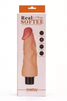 LOVETOY élethű vibrátor 7" Real Softee Vibrating Dildo 1 - realisztikus, vízálló, elemes, TPE (18 cm)