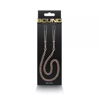 NS NOVELTIES mellbimbó csipesz Bound Nipple Clamps DC3 Rose Gold - rózsaarany színben, csúszkával állítható,lánccal, BDSM szex kelléke