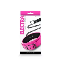 NS NOVELTIES nyakpánt és póráz Electra Collar and Leash Pink - rózsaszín-fekete színben