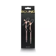 NS NOVELTIES mellbimbó csipesz Bound Nipple Clamps D3 Rose Gold - rózsaarany és fekete színben, állítható, strasszos dísszel, BDSM szex kelléke