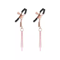 NS NOVELTIES mellbimbó csipesz Bound Nipple Clamps D3 Rose Gold - rózsaarany és fekete színben, állítható, strasszos dísszel, BDSM szex kelléke