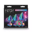 NS NOVELTIES fenékdugó szett Rear Assets Trainer Kit Multicolor Rainbow Heart - szivárvány színben, 3 eltérő méretben, fém, vízálló