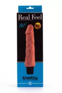 LOVETOY élethű vibrátor 8'' Real Feel Cyberskin Vibrator - realisztikus, vízálló, elemes, cyberskin (20 cm)