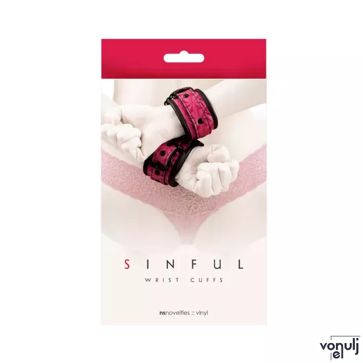 NS NOVELTIES kötöző Sinful Wrist Cuffs - rózsaszín színben, csuklóra helyezhető