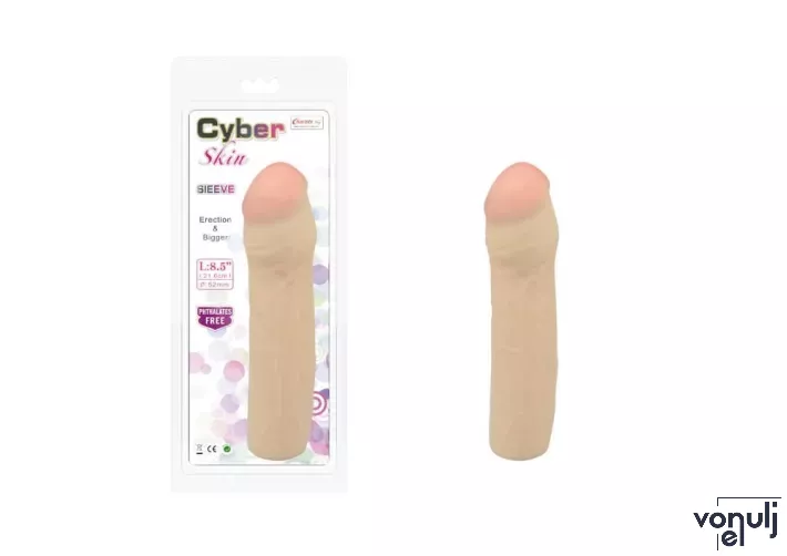 CHARMLY TOY péniszköpeny Charmly Cyber Skin Sleeve 8,5" No. 1. - realisztikus, testszínű, vízálló, 21,6 cm