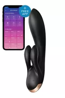 SATISFYER csiklóizgatós vibrátor Double Flex Black - fekete színben, vízálló, okos, akkumulátoros, ingyenes applikációval