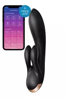 SATISFYER csiklóizgatós vibrátor Double Flex Black - fekete színben, vízálló, okos, akkumulátoros, ingyenes applikációval