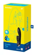 SATISFYER csiklóizgatós vibrátor Double Flex Black - fekete színben, vízálló, okos, akkumulátoros, ingyenes applikációval