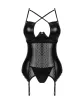 OBSESSIVE szexi harisnyatartós fűző tangával Norides corset & thong - fekete színben, M/L méretben