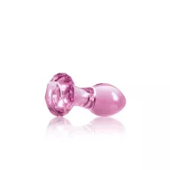 NS NOVELTIES fenékdugó Crystal Gem Pink - üveg, rózsaszín színben, drágakő alakú talppal, vízálló (8.9 cm)