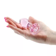 NS NOVELTIES fenékdugó Crystal Flower Pink - üveg, rózsaszín színben, virágos talppal, vízálló (.8.9 cm)