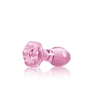 NS NOVELTIES fenékdugó Crystal Flower Pink - üveg, rózsaszín színben, virágos talppal, vízálló (.8.9 cm)