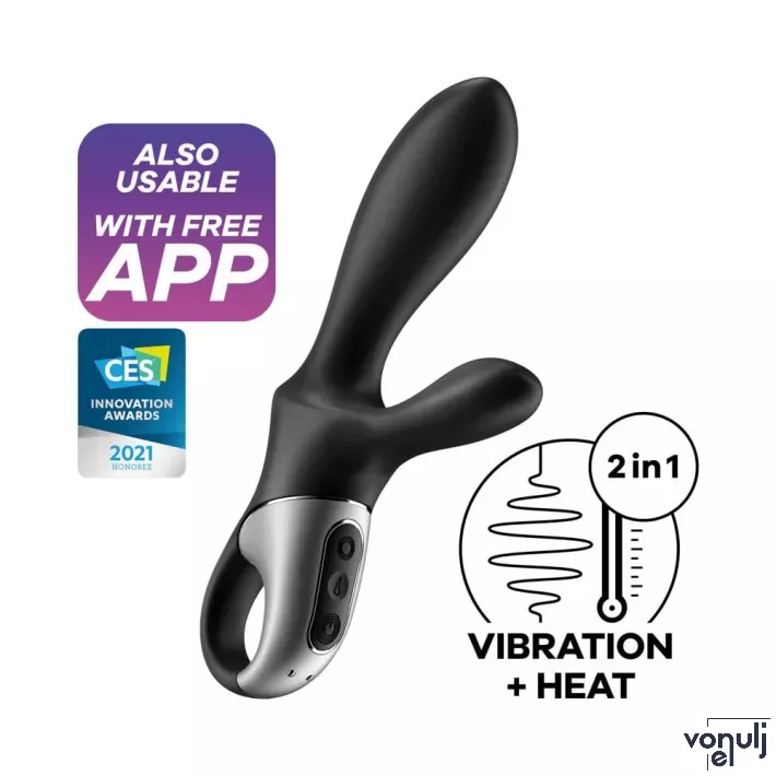 SATISFYER csiklóizgatós vibrátor Heat Climax + - fekete színben, vízálló, okos, melegítő funkcióval, akkumulátoros, ingyenes applikációval