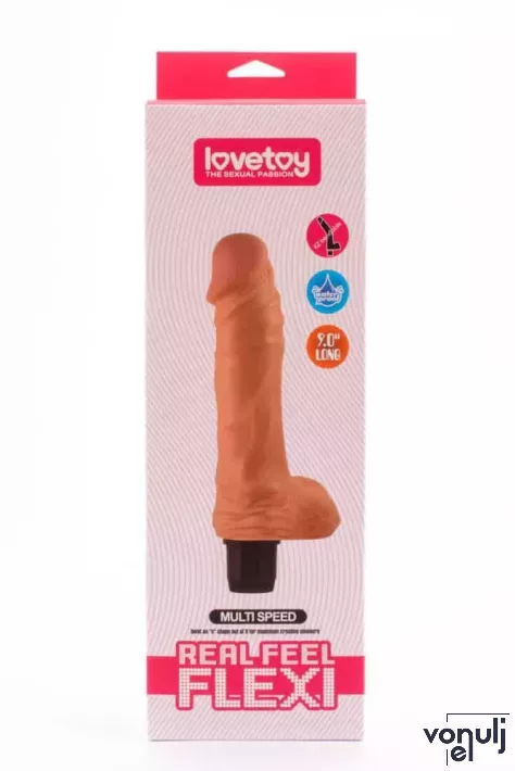 LOVETOY élethű vibrátor 9" Real Feel Flexi Multi Speed Vibrator 1 - realisztikus, vízálló, elemes, PVC (23 cm)