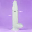 LOVETOY élethű dildó 10" LUMINO PLAY - nagy méretű, herékkel, rugalmas, letapasztható, sötétben világít, TPE (25 cm)