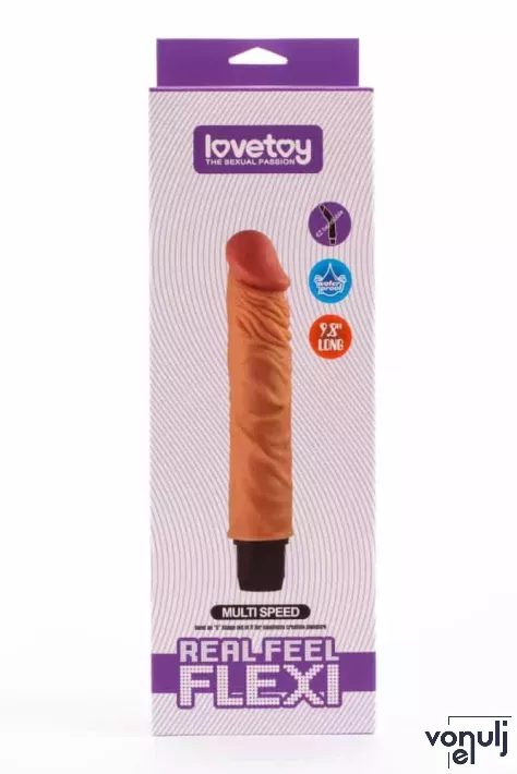 LOVETOY élethű vibrátor 9.8" Real Feel Flexi Multi Speed Vibrator 4 - realisztikus, vízálló, elemes, PVC (25 cm)