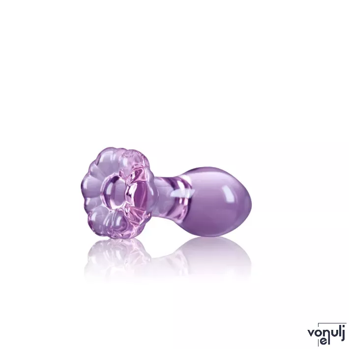 NS NOVELTIES fenékdugó Crystal Flower Purple - üveg, lila színben, virágos talppal, vízálló, (8.9 cm)