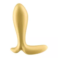 SATISFYER fenékdugó Intensity Plug Gold - arany színben, vibrációs funkcióval, ingyenes applikációval, vízálló, akkumulátoros