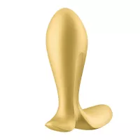 SATISFYER fenékdugó Intensity Plug Gold - arany színben, vibrációs funkcióval, ingyenes applikációval, vízálló, akkumulátoros