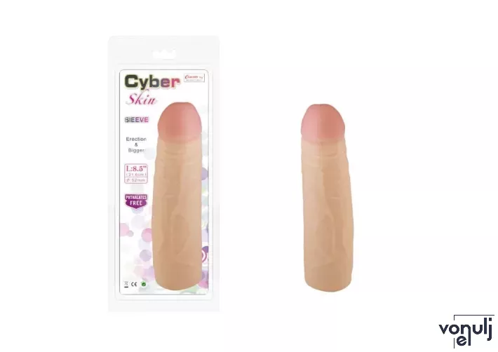 CHARMLY TOY péniszköpeny Charmly Cyber Skin Sleeve 8,5" No. 2. - realisztikus, testszínű, vízálló, 21,6 cm