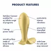 SATISFYER fenékdugó Intensity Plug Gold - arany színben, vibrációs funkcióval, ingyenes applikációval, vízálló, akkumulátoros