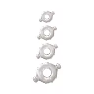 RENEGADE péniszgyűrű szett Vitality Rings Clear - áttetsző, 4 különböző méretű, vízálló, vibráció nélküli