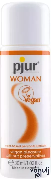 PJUR intim síkosító Woman Vegan 30 ml - hölgyeknek,vízbázisú,vegán,parabén,paraffin,glicerin,illat- és színezékmentes,óvszerhez és segédeszközhöz is