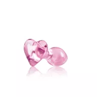 NS NOVELTIES fenékdugó Crystal Heart Pink - üveg, rózsaszín színben, szív alakú talppal, vízálló (8.9 cm)