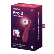 SATISFYER léghullámos csiklóizgató Pro 2 Generation 3 with Liquid Air - bordó színben, rezgő funkcióval, vízálló, akkumulátoros