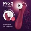 SATISFYER léghullámos csiklóizgató Pro 2 Generation 3 with Liquid Air - bordó színben, rezgő funkcióval, vízálló, akkumulátoros