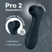 SATISFYER léghullámos csiklóizgató Pro 2 Generation 3 with Liquid Air - fekete színben, rezgő funkcióval, vízálló, akkumulátoros