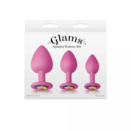 NS NOVELTIES análszett Glams Spades Trainer Kit Pink - rózsaszín színben, 3 különböző fenékdugó, vízálló, szilikon