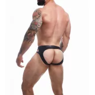 CUT4MEN BL4CK erotikus férfi alsó Dungeon Black Jockstrap M - fekete színben, M méretben