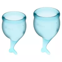 SATISFYER intimkehely Feel Secure Menstrual Cup Light Blue - világoskék színben, 1 db 15 ml-es és 1 db 20 ml-es kehely, vízálló