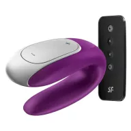 SATISFYER párvibrátor Double Fun - lila színben, vízálló, akkumulátoros, távirányítós, ingyenes applikációval