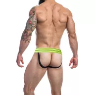 CUT4MEN erotikus férfi alsó Rugby Jockstrap-NeonLime M - sárga- fekete színben, M méretben