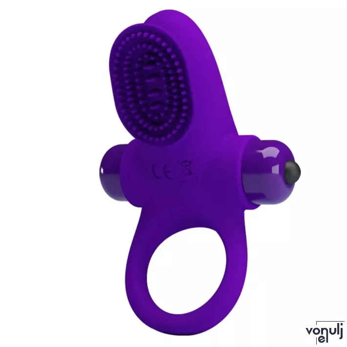 PRETTY LOVE péniszgyűrű Vibrant Penis Ring 2 Purple - lila színben, vibrációs funkcióval, csiklóizgatóval, vízálló, elemes
