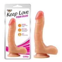 CHISA NOVELTIES élethű dildó Poem Dildo - nagy méretű, letapasztható, herékkel, testszínű, vízálló, PVC (20 cm)