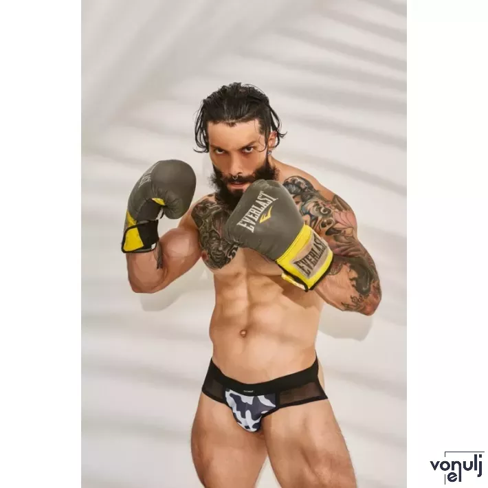 CUT4MEN erotikus férfi alsó Mixed Jockstrap-ShadowCamo M - fekete mintás kivitelben, M méretben