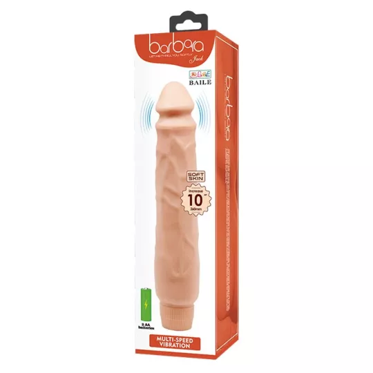 BAILE élethű vibrátor Barbara Jack Realistic Multi-Speed Vibrator 10" - realisztikus, elemes, TPR (25,5cm)