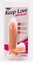 CHISA NOVELTIES élethű dildó Bedi Dildo - közepes méretű, letapasztható, herékkel, testszínű, vízálló, PVC (17 cm)