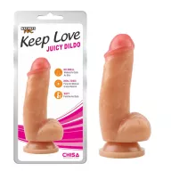 CHISA NOVELTIES élethű dildó Juicy Dildo - közepes méretű, letapasztható, herékkel, testszínű, vízálló, PVC (18,5 cm)