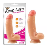 CHISA NOVELTIES élethű dildó Fluttering Dildo - közepes méretű, letapasztható, herékkel, testszínű, vízálló, PVC (17,2 cm)