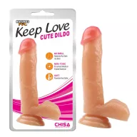 CHISA NOVELTIES élethű dildó Cute Dildo - közepes méretű, letapasztható, herékkel, testszínű, vízálló, PVC (17,8 cm)