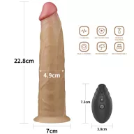 LOVETOY élethű vibrátor 9.0'' Dual Layered Platinum Silicone Rotator - vízálló, távirányítós, tapadókoronggal, akkumulátoros, szilikon (23 cm)